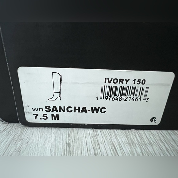 Nine West Sancha Almond Toe Stiletto Heel Dress Wide Calf Boots 7.5 Ivory - Picture 11 of 12